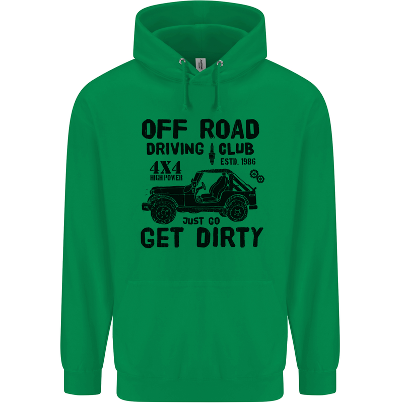 Off Road Driving Club Get Dirty 4x4 Funny Childrens Kids Hoodie Irish Green