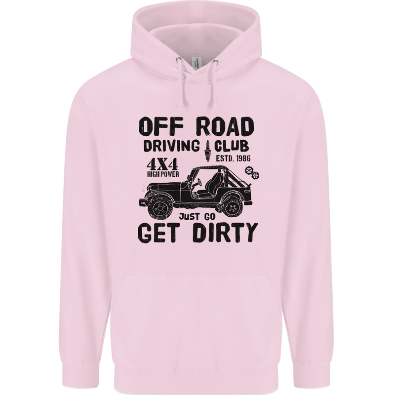 Off Road Driving Club Get Dirty 4x4 Funny Childrens Kids Hoodie Light Pink