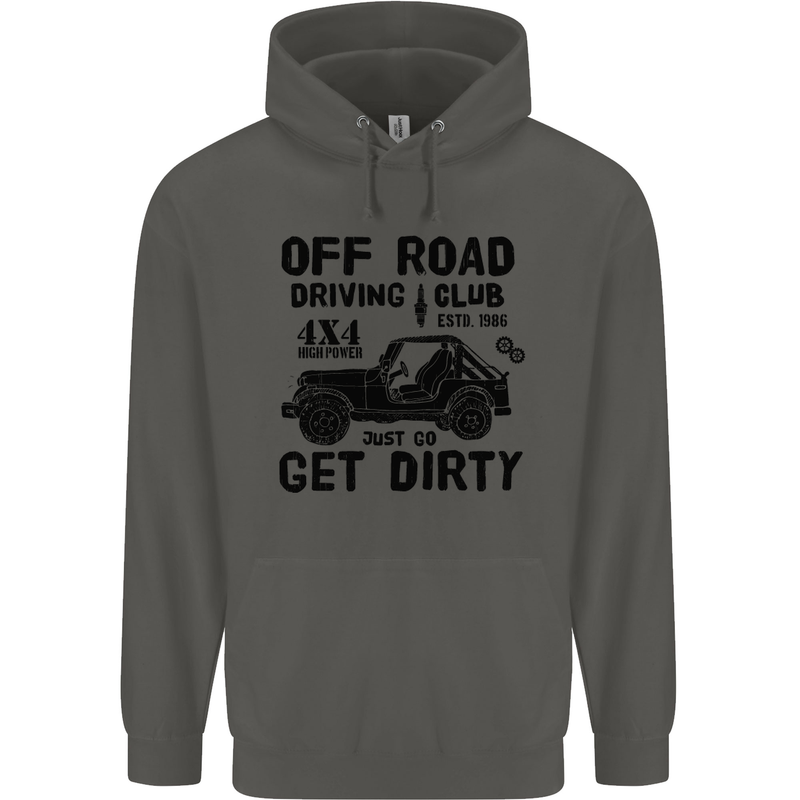 Off Road Driving Club Get Dirty 4x4 Funny Childrens Kids Hoodie Storm Grey