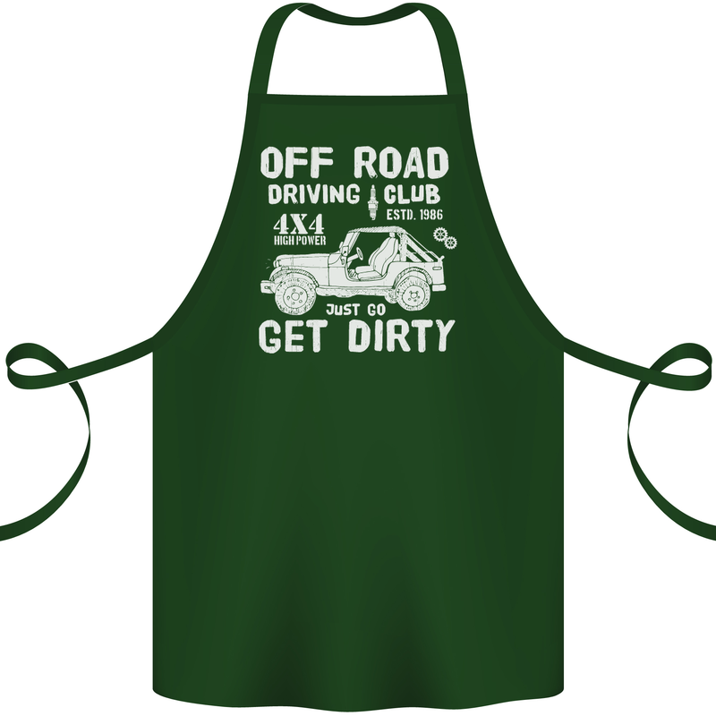 Off Road Driving Club Get Dirty 4x4 Funny Cotton Apron 100% Organic Forest Green