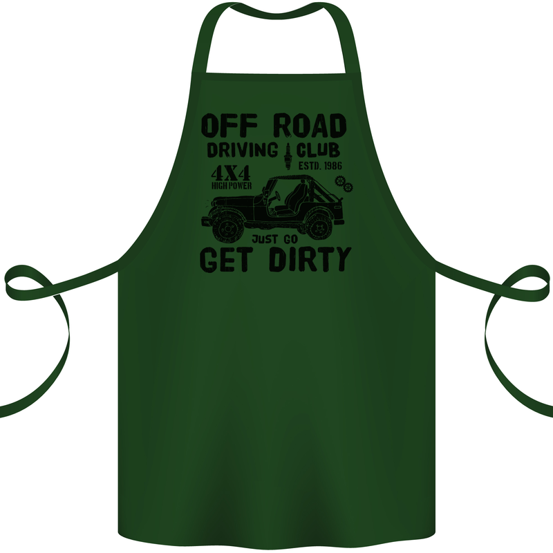 Off Road Driving Club Get Dirty 4x4 Funny Cotton Apron 100% Organic Forest Green