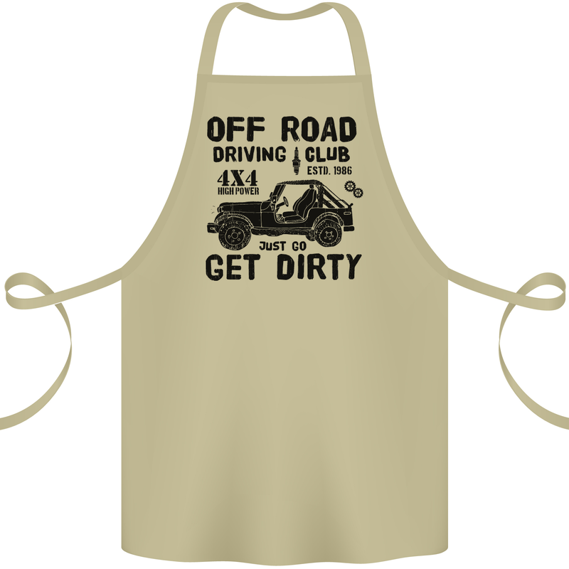 Off Road Driving Club Get Dirty 4x4 Funny Cotton Apron 100% Organic Khaki