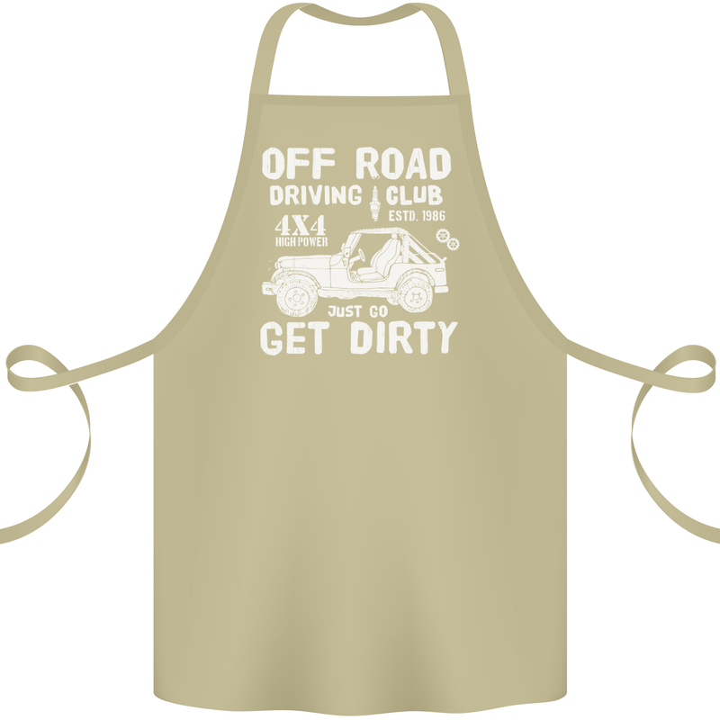 Off Road Driving Club Get Dirty 4x4 Funny Cotton Apron 100% Organic Khaki