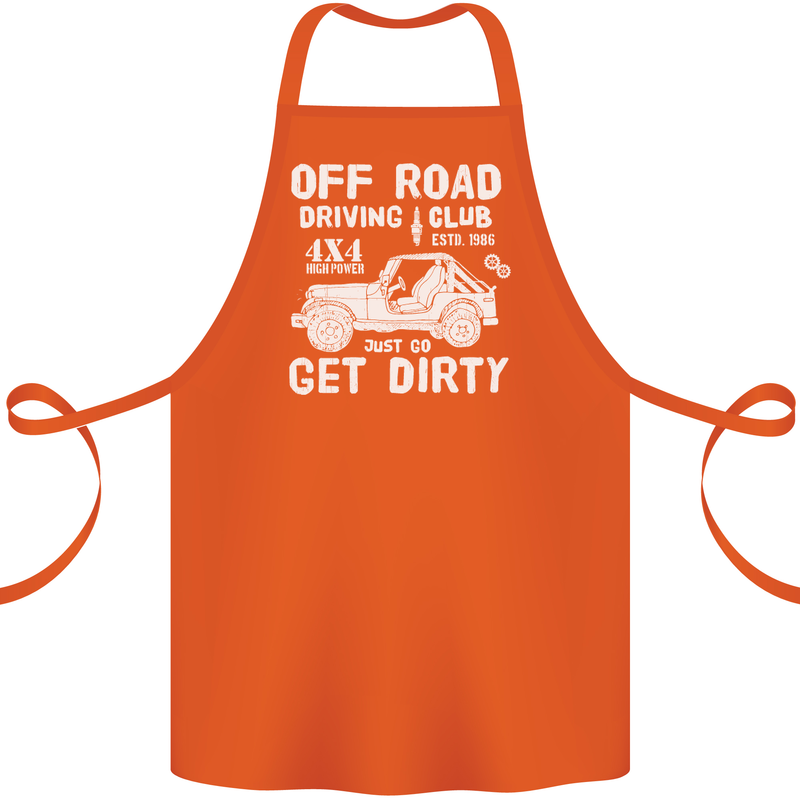 Off Road Driving Club Get Dirty 4x4 Funny Cotton Apron 100% Organic Orange