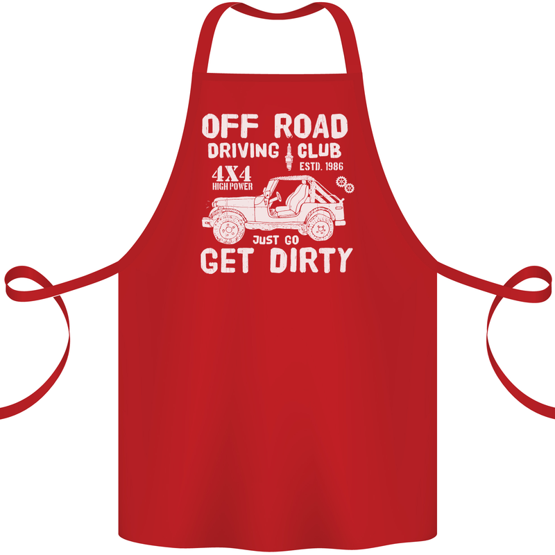 Off Road Driving Club Get Dirty 4x4 Funny Cotton Apron 100% Organic Red