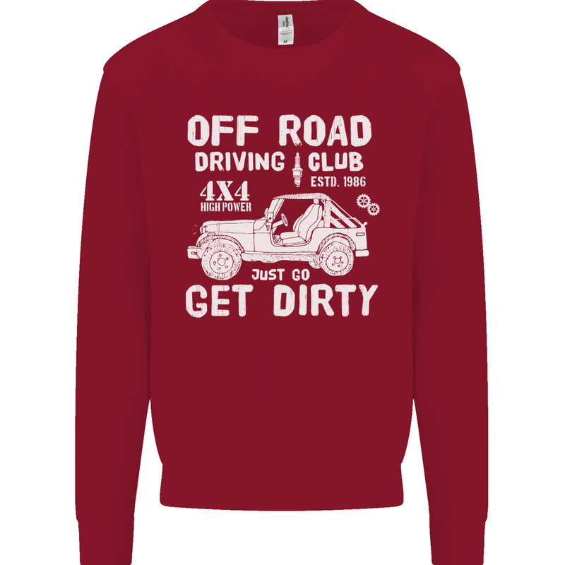 Off Road Driving Club Get Dirty 4x4 Funny Kids Sweatshirt Jumper Red