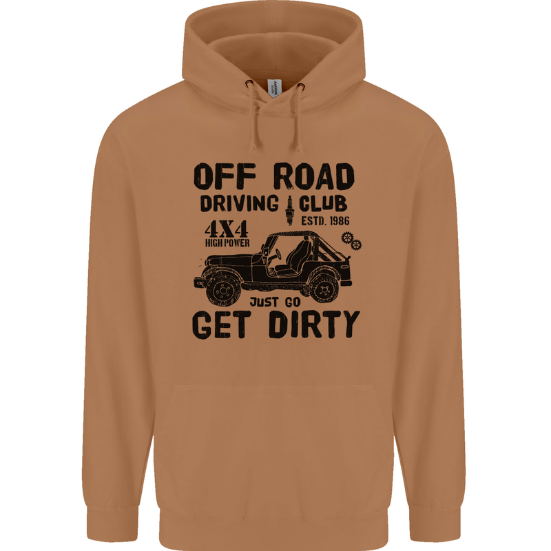 Off Road Driving Club Get Dirty 4x4 Funny Mens 80% Cotton Hoodie Caramel Latte