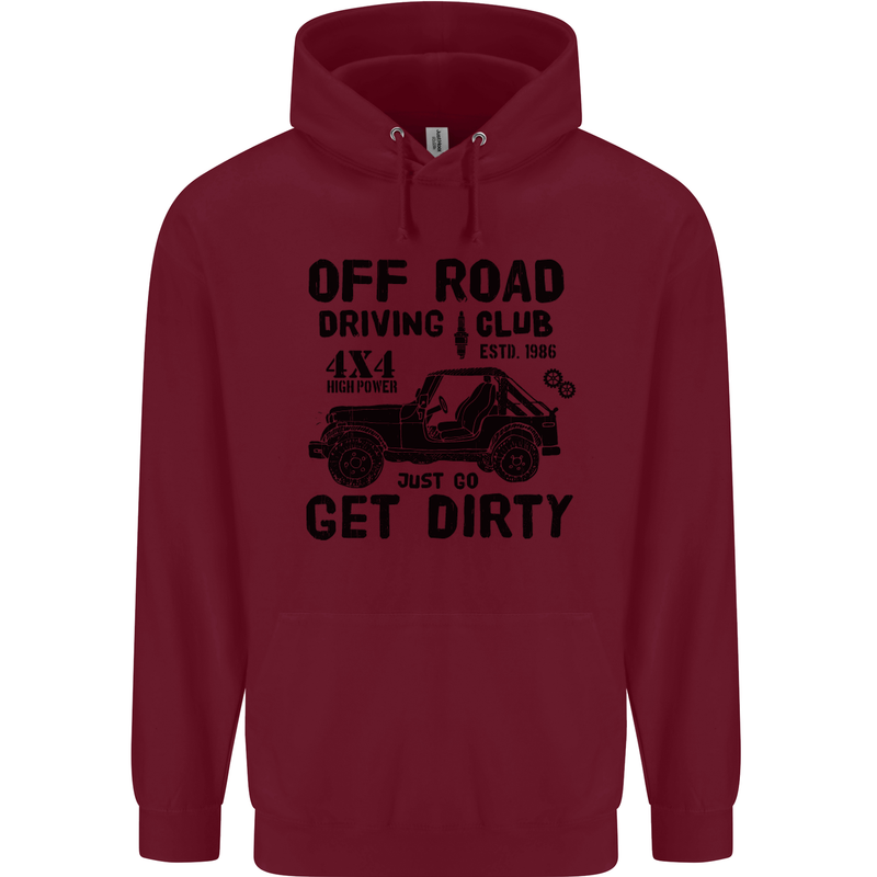 Off Road Driving Club Get Dirty 4x4 Funny Mens 80% Cotton Hoodie Maroon