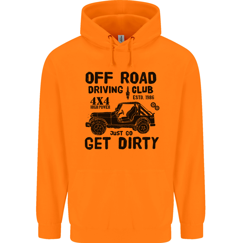 Off Road Driving Club Get Dirty 4x4 Funny Mens 80% Cotton Hoodie Orange