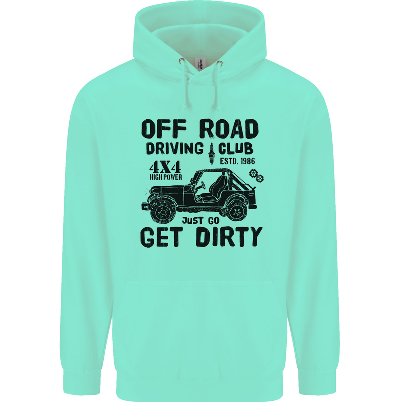 Off Road Driving Club Get Dirty 4x4 Funny Mens 80% Cotton Hoodie Peppermint