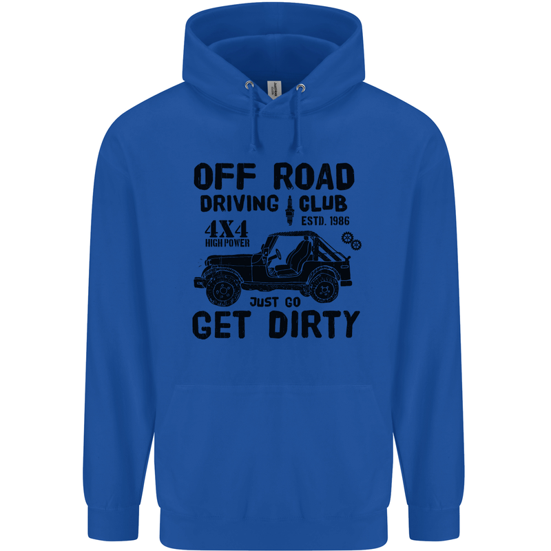 Off Road Driving Club Get Dirty 4x4 Funny Mens 80% Cotton Hoodie Royal Blue