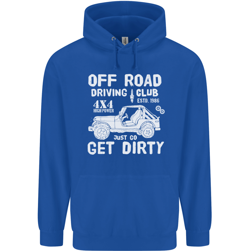 Off Road Driving Club Get Dirty 4x4 Funny Mens 80% Cotton Hoodie Royal Blue