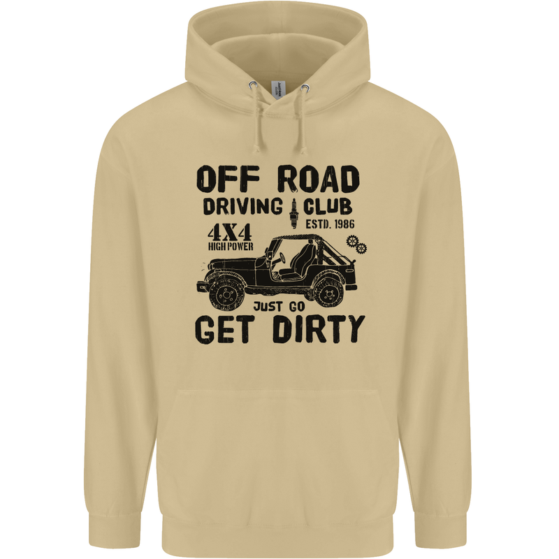 Off Road Driving Club Get Dirty 4x4 Funny Mens 80% Cotton Hoodie Sand