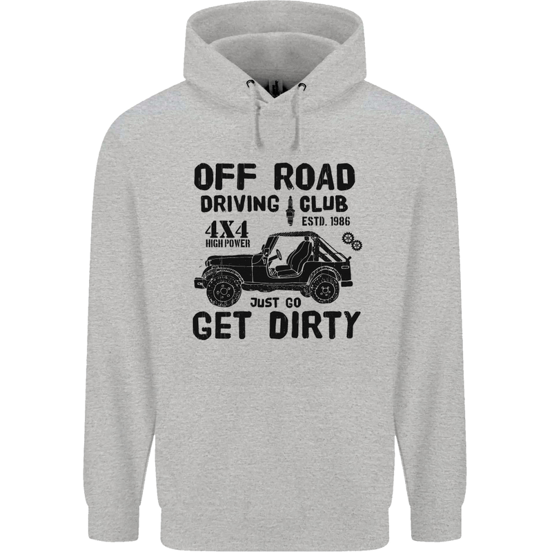 Off Road Driving Club Get Dirty 4x4 Funny Mens 80% Cotton Hoodie Sports Grey