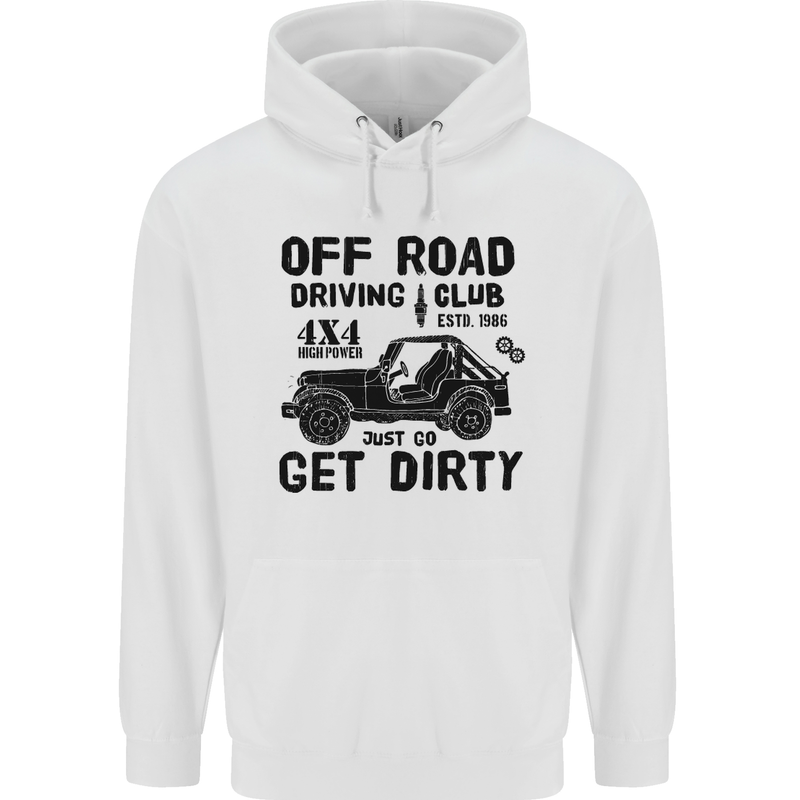 Off Road Driving Club Get Dirty 4x4 Funny Mens 80% Cotton Hoodie White