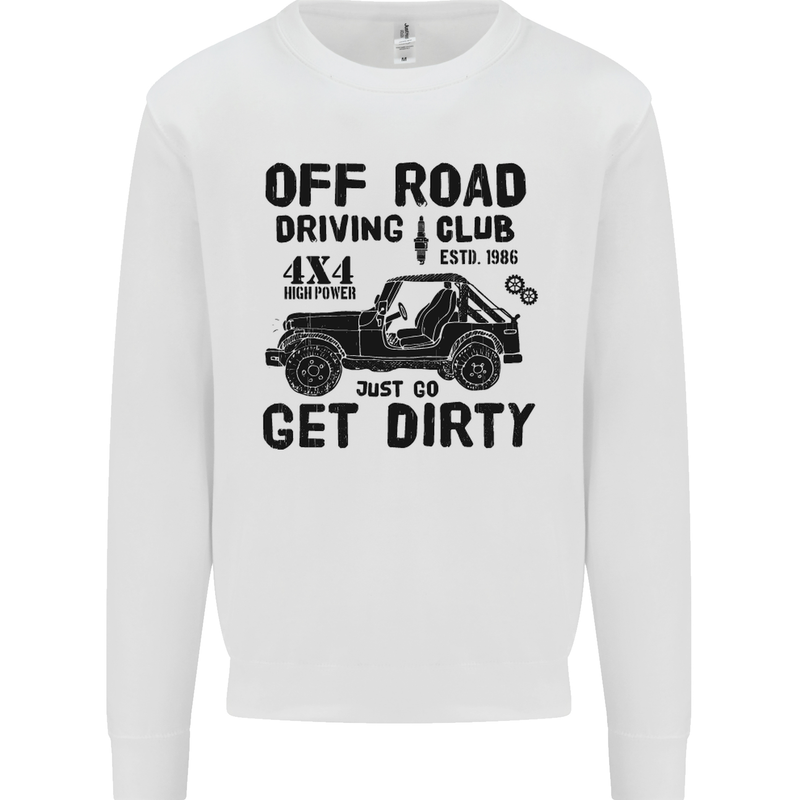 Off Road Driving Club Get Dirty 4x4 Funny Mens Sweatshirt Jumper White