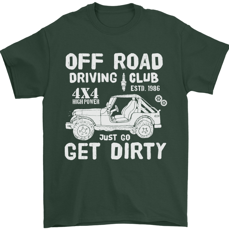 Off Road Driving Club Get Dirty 4x4 Funny Mens T-Shirt Cotton Gildan Forest Green