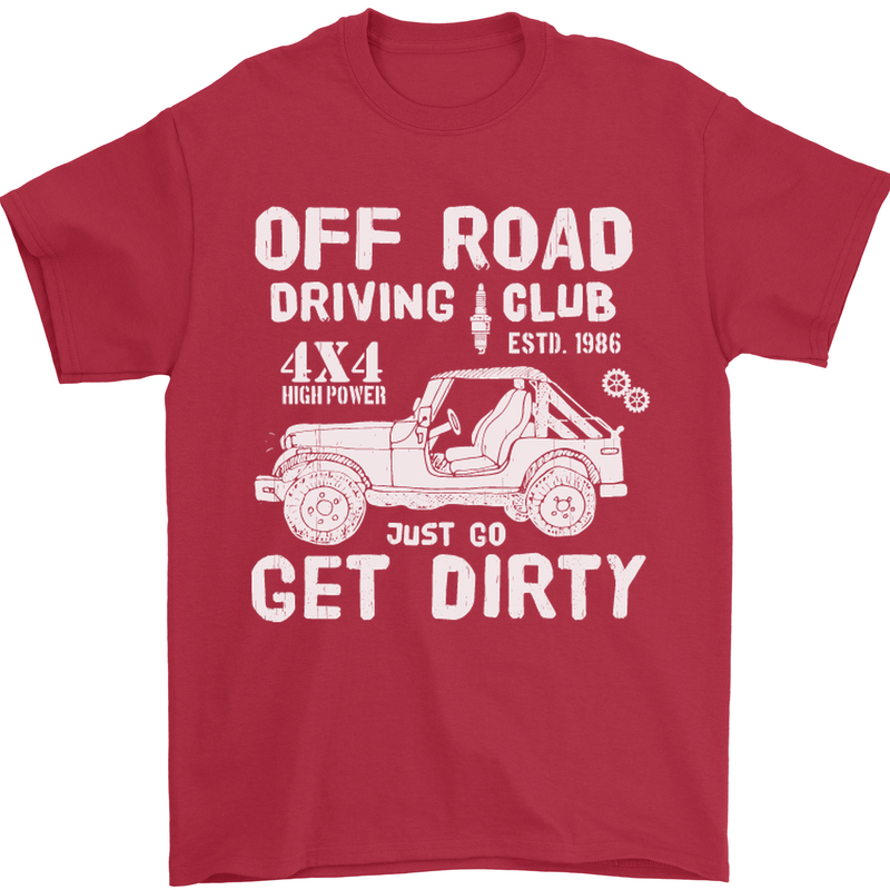 Off Road Driving Club Get Dirty 4x4 Funny Mens T-Shirt Cotton Gildan Red