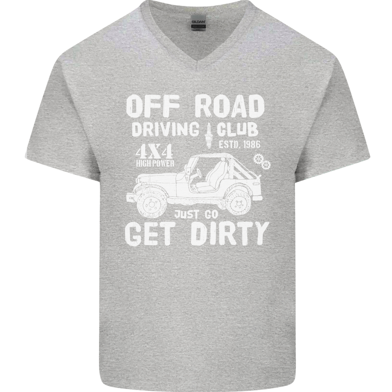 Off Road Driving Club Get Dirty 4x4 Funny Mens V-Neck Cotton T-Shirt Sports Grey