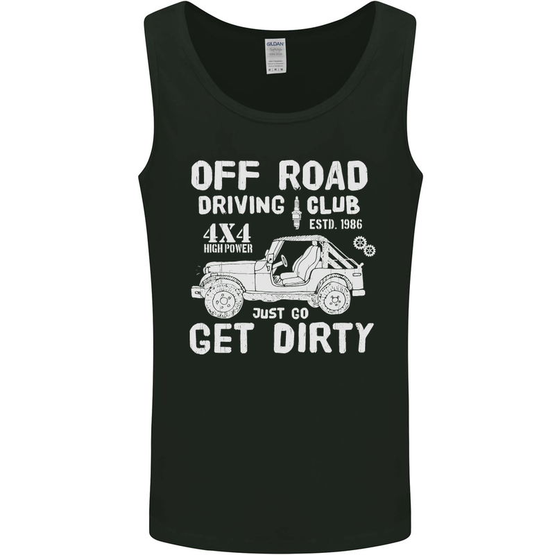 Off Road Driving Club Get Dirty 4x4 Funny Mens Vest Tank Top Black