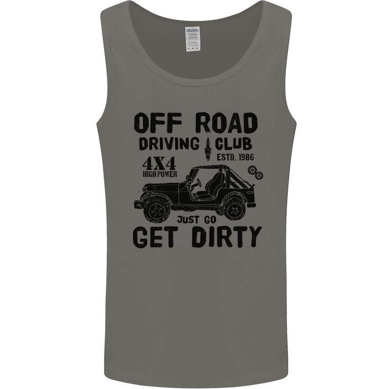Off Road Driving Club Get Dirty 4x4 Funny Mens Vest Tank Top Charcoal
