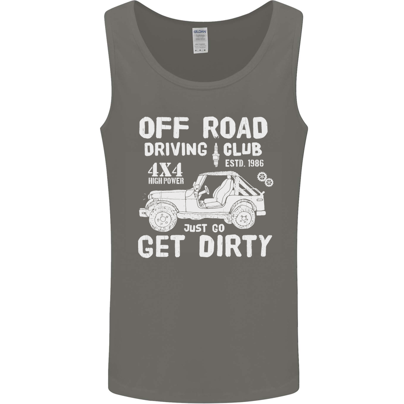 Off Road Driving Club Get Dirty 4x4 Funny Mens Vest Tank Top Charcoal