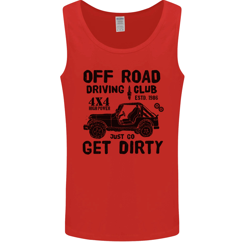 Off Road Driving Club Get Dirty 4x4 Funny Mens Vest Tank Top Red