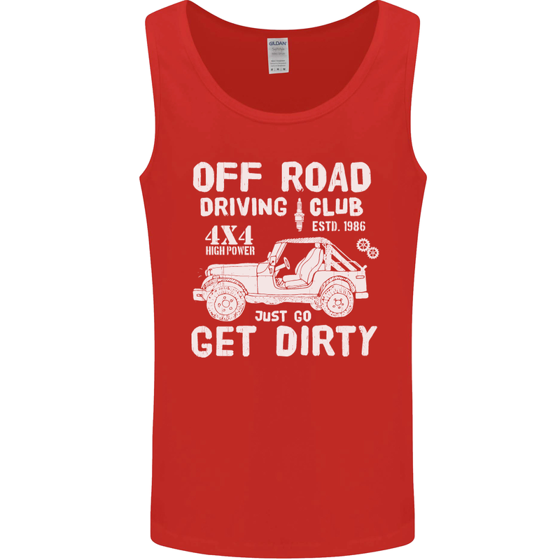 Off Road Driving Club Get Dirty 4x4 Funny Mens Vest Tank Top Red