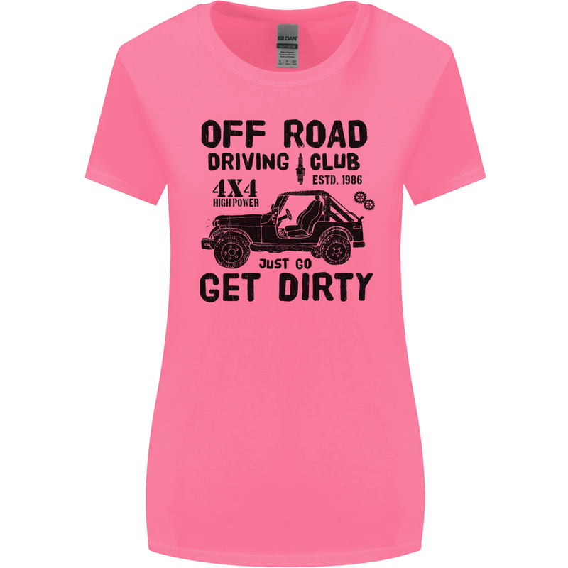 Off Road Driving Club Get Dirty 4x4 Funny Womens Wider Cut T-Shirt Azalea