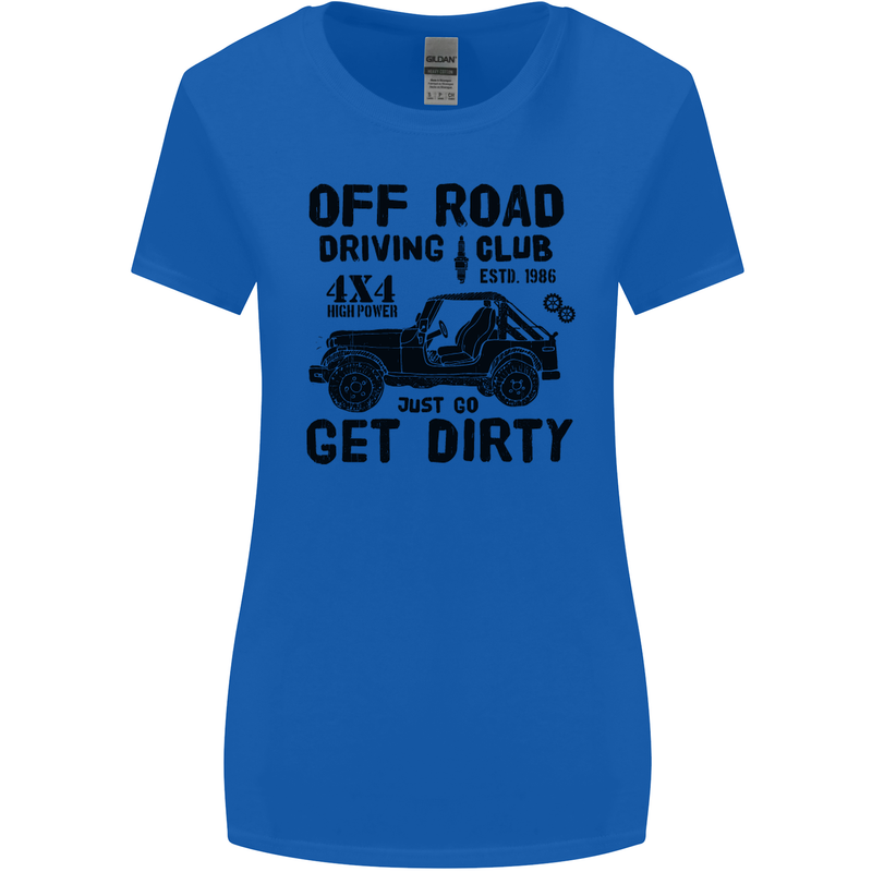 Off Road Driving Club Get Dirty 4x4 Funny Womens Wider Cut T-Shirt Royal Blue