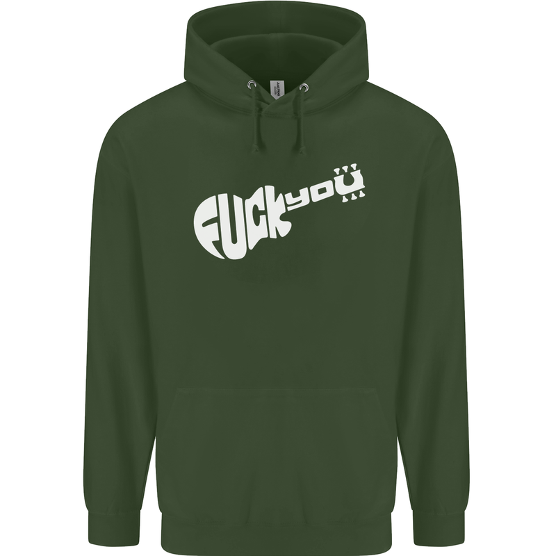 Offensive Guitar Acoustic Electric Bass Mens 80% Cotton Hoodie Forest Green