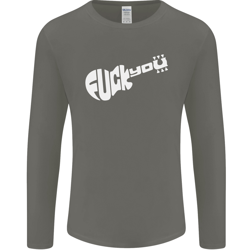 Offensive Guitar Acoustic Electric Bass Mens Long Sleeve T-Shirt Charcoal