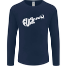 Offensive Guitar Acoustic Electric Bass Mens Long Sleeve T-Shirt Navy Blue