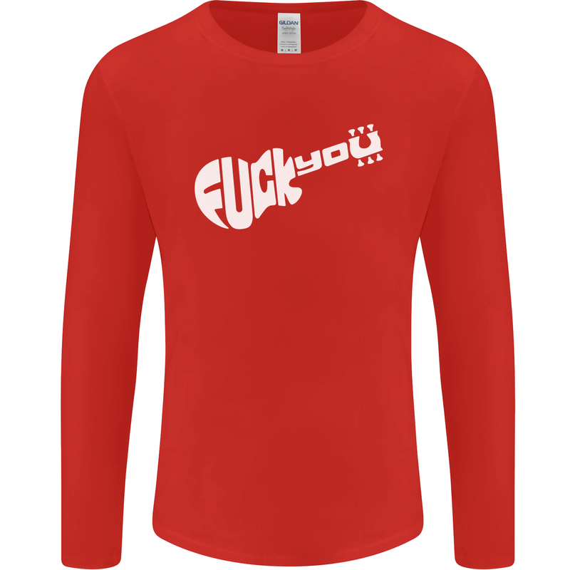 Offensive Guitar Acoustic Electric Bass Mens Long Sleeve T-Shirt Red