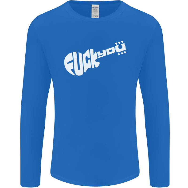 Offensive Guitar Acoustic Electric Bass Mens Long Sleeve T-Shirt Royal Blue