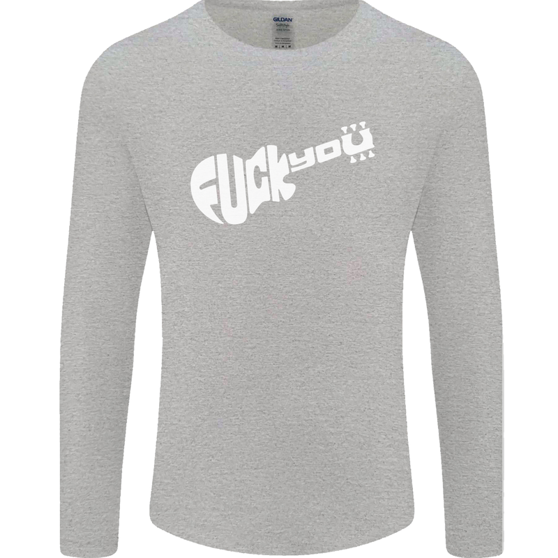 Offensive Guitar Acoustic Electric Bass Mens Long Sleeve T-Shirt Sports Grey