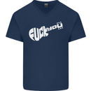 Offensive Guitar Acoustic Electric Bass Mens V-Neck Cotton T-Shirt Navy Blue