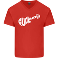 Offensive Guitar Acoustic Electric Bass Mens V-Neck Cotton T-Shirt Red