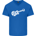 Offensive Guitar Acoustic Electric Bass Mens V-Neck Cotton T-Shirt Royal Blue