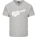 Offensive Guitar Acoustic Electric Bass Mens V-Neck Cotton T-Shirt Sports Grey