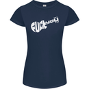 Offensive Guitar Acoustic Electric Bass Womens Petite Cut T-Shirt Navy Blue