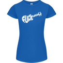Offensive Guitar Acoustic Electric Bass Womens Petite Cut T-Shirt Royal Blue