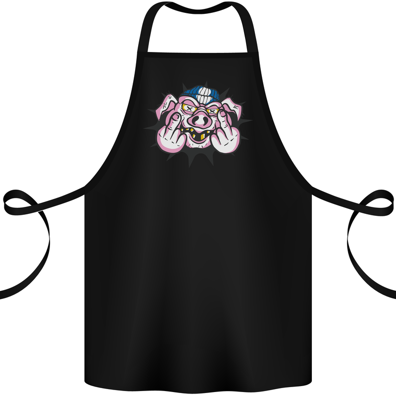 Offensive Pig Finger Flip Cotton Apron 100% Organic Black