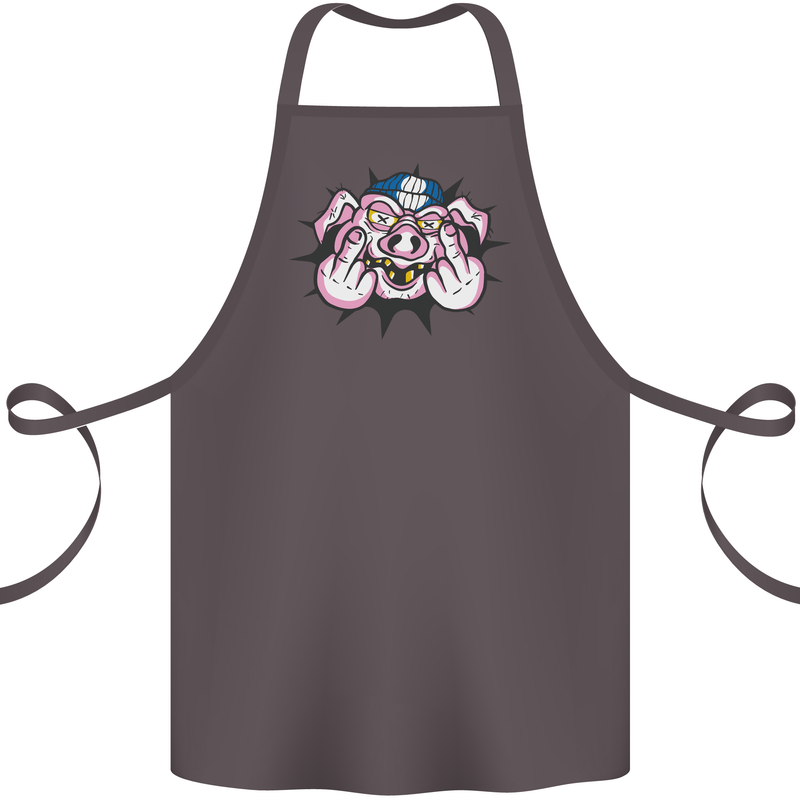 Offensive Pig Finger Flip Cotton Apron 100% Organic Dark Grey