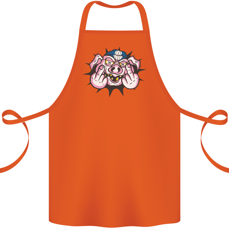 Offensive Pig Finger Flip Cotton Apron 100% Organic Orange