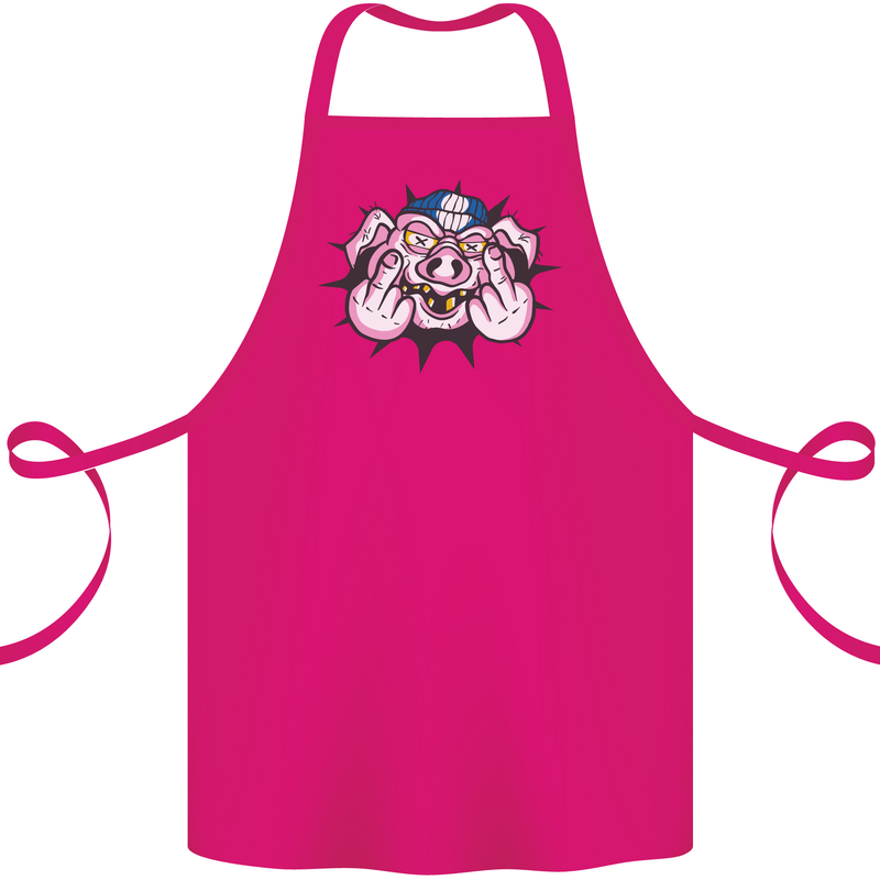 Offensive Pig Finger Flip Cotton Apron 100% Organic Pink