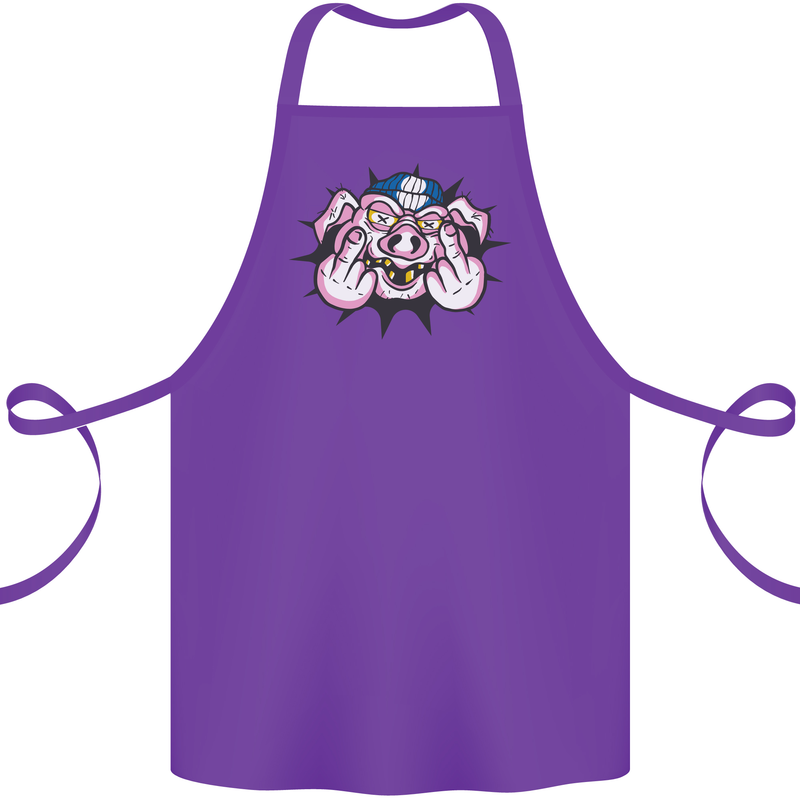 Offensive Pig Finger Flip Cotton Apron 100% Organic Purple