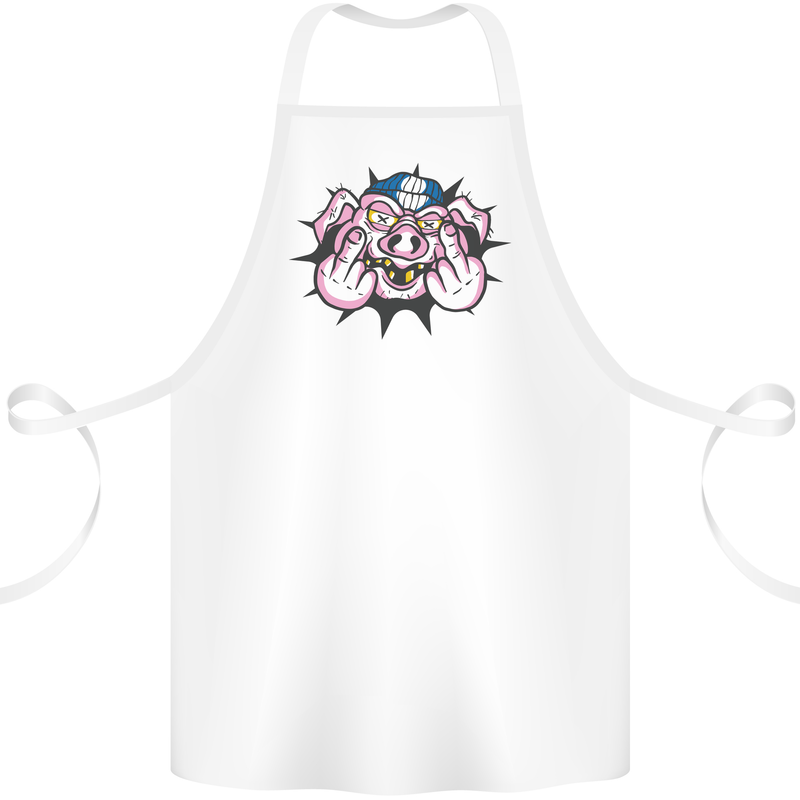 Offensive Pig Finger Flip Cotton Apron 100% Organic White