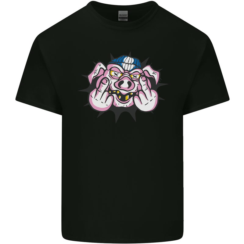Offensive Pig Finger Flip Kids T-Shirt Childrens Black