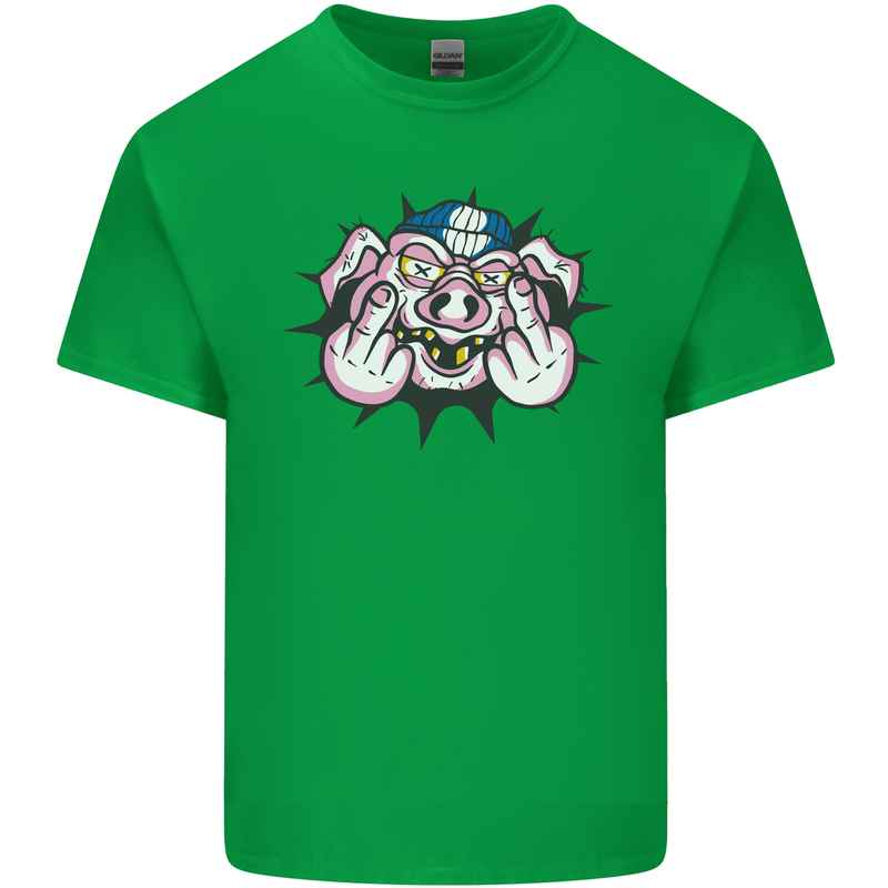 Offensive Pig Finger Flip Kids T-Shirt Childrens Irish Green